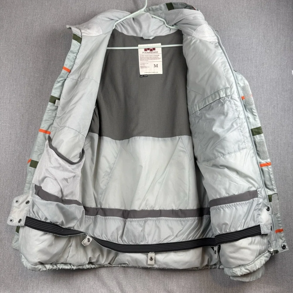 FOURSQUARE Burton Snowboard Coat Men's M Hood Microshield Ski ski green stripes